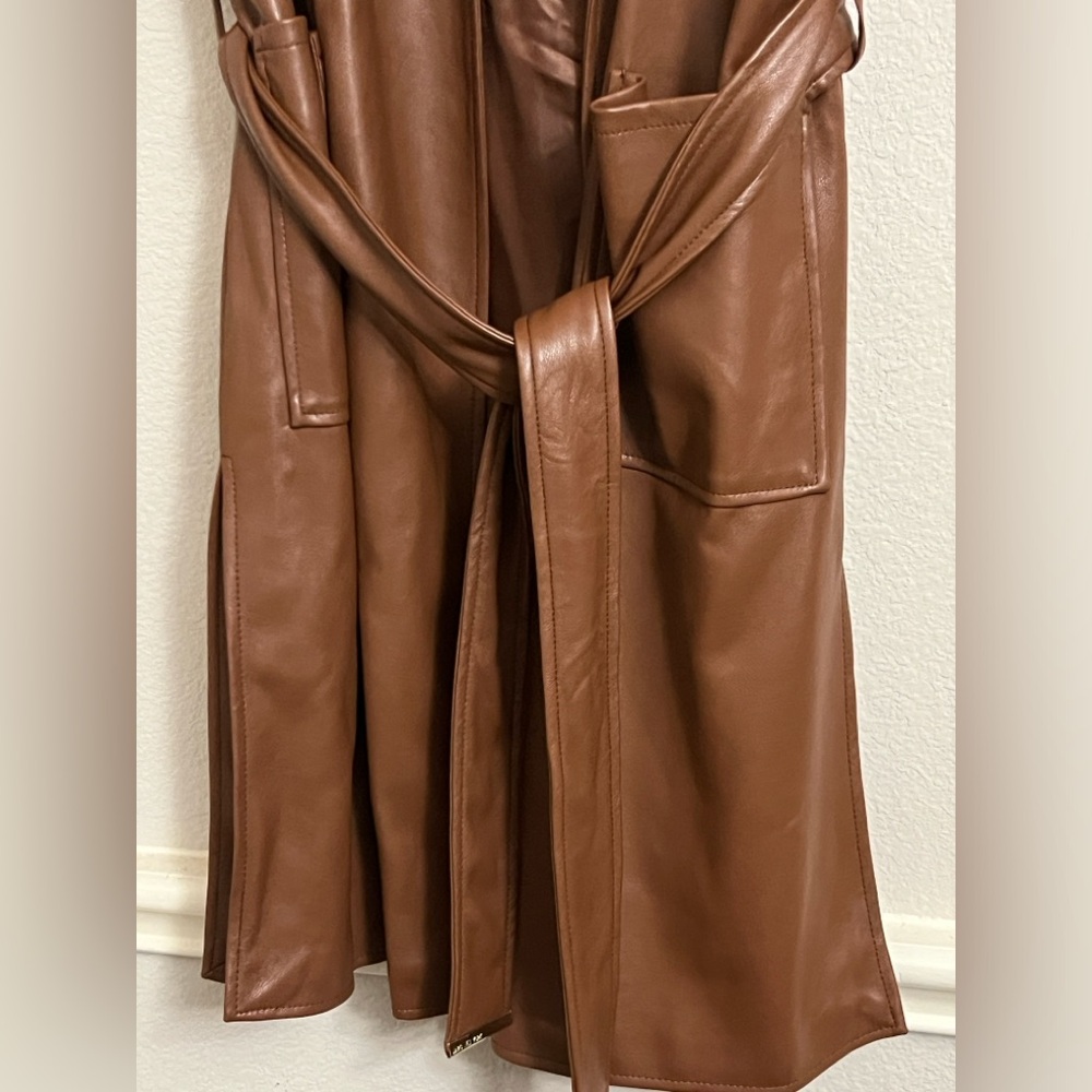 Marc New York Brown Faux Leather Sleeveless Trench Vest - Picture 3 of 9